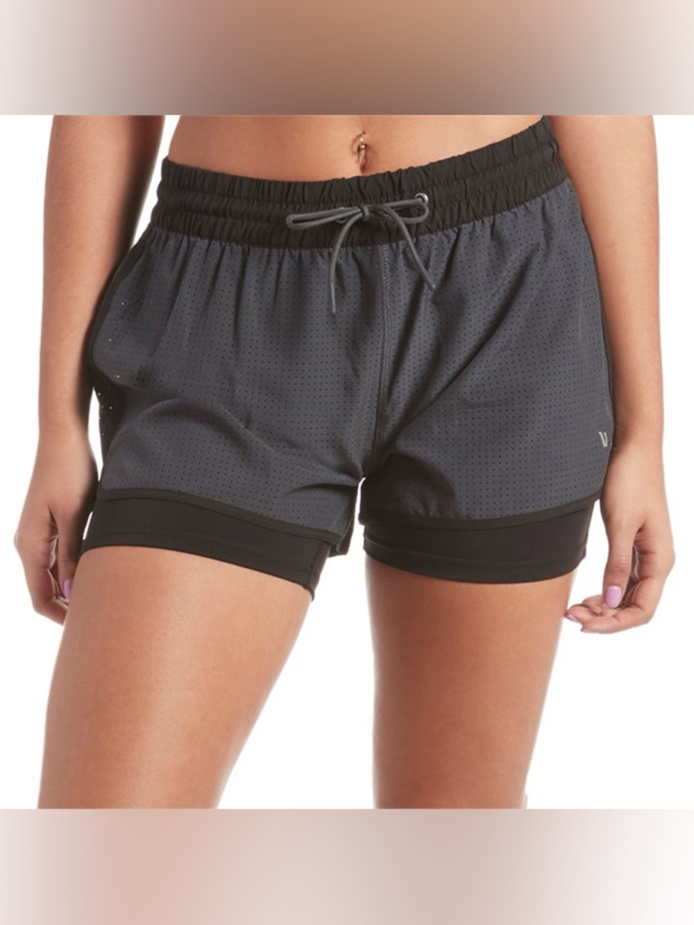 VUORI • Breeze Two-in-One Gray & Black Women's Athletic Shorts XS